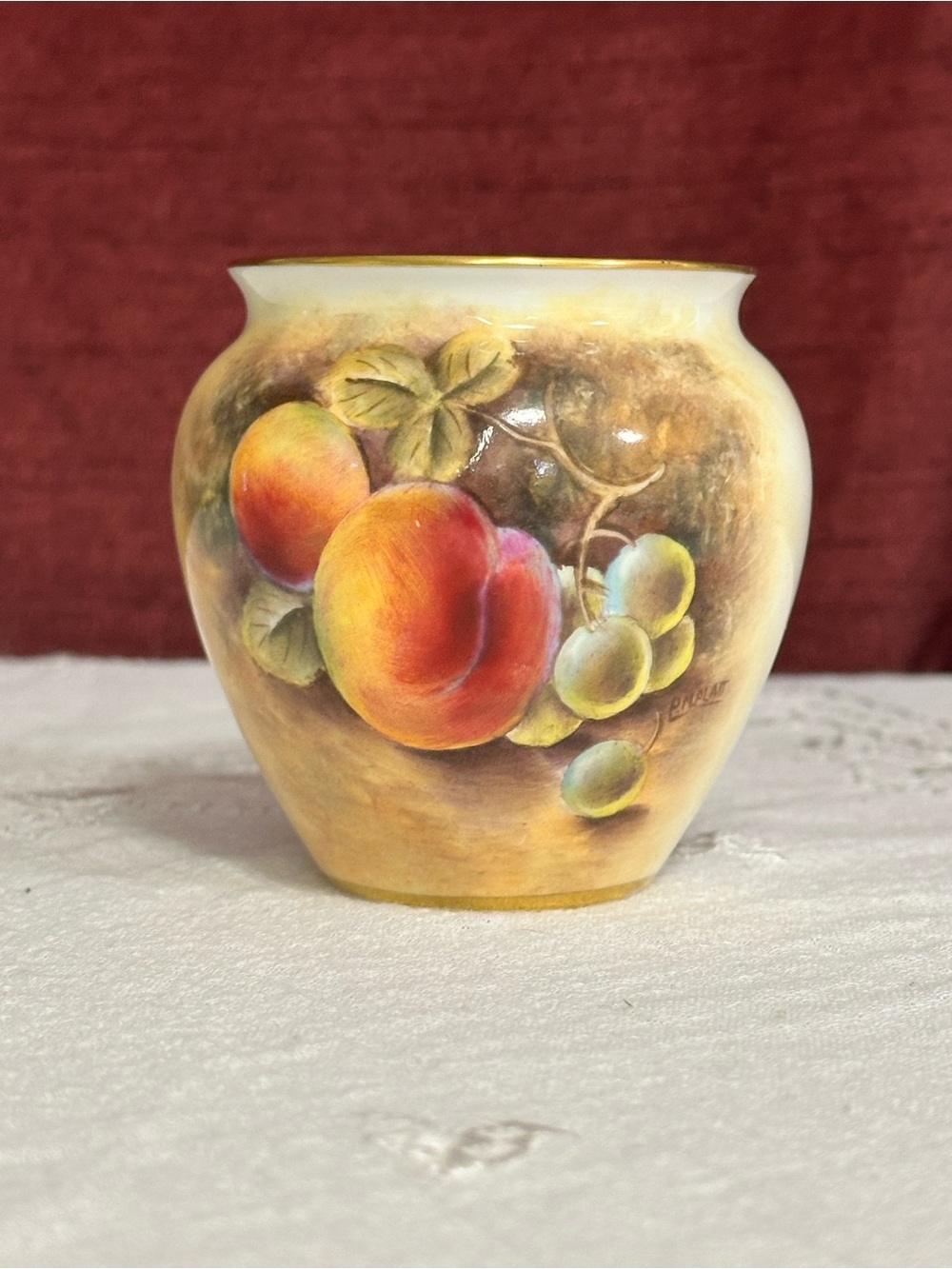 Vintage Royal Worcester Fruit Pot Signed P. Platt 2491 🍑🍇
